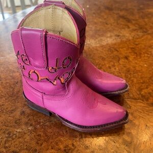 🩷Miron Crosby Toddler Size 8 Hot Pink Cowboy Boots with Love You Embroidery 🩷